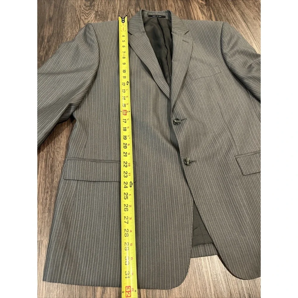 Versace Collection Blazer Sport Color Gray Pinstriped Wool Sz 46 (56 Eu) Italy